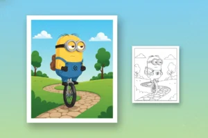 a-minion-with-a-small - minion coloring pages