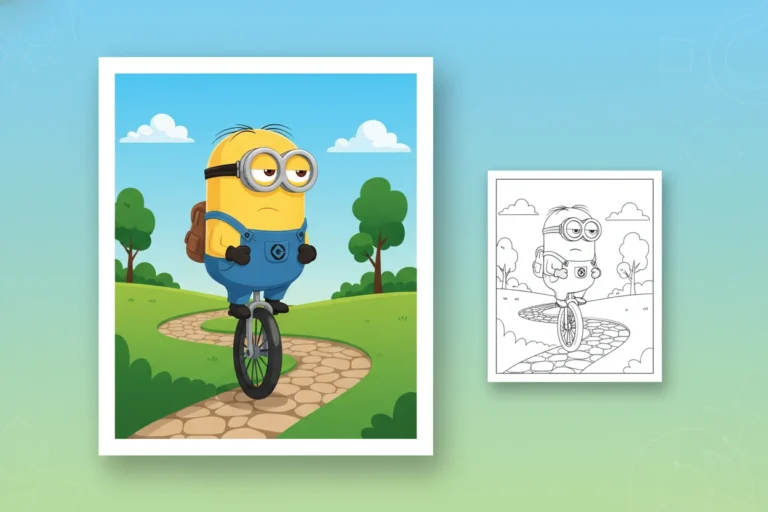 a-minion-with-a-small - minion coloring pages