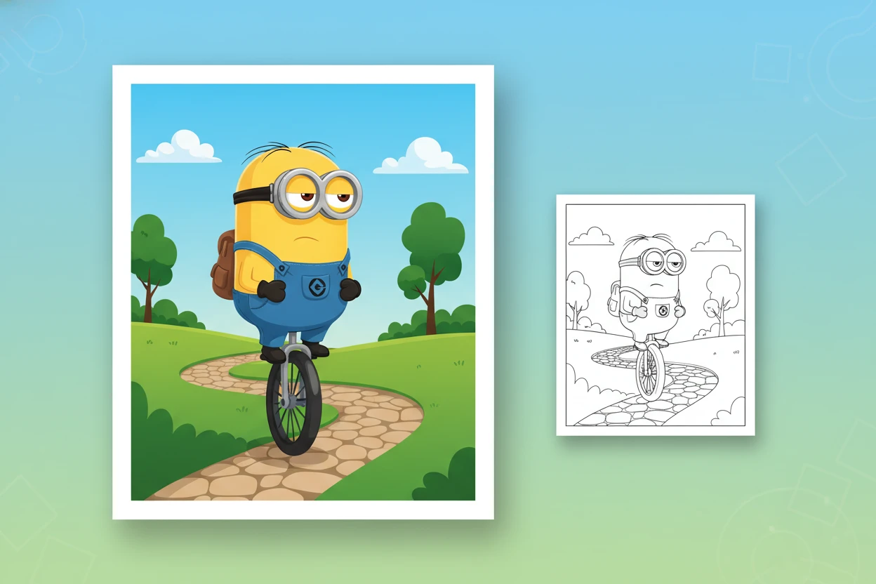 a-minion-with-a-small - minion coloring pages