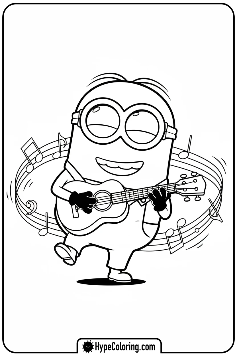 minion-playing-ukulele - minion coloring pages
