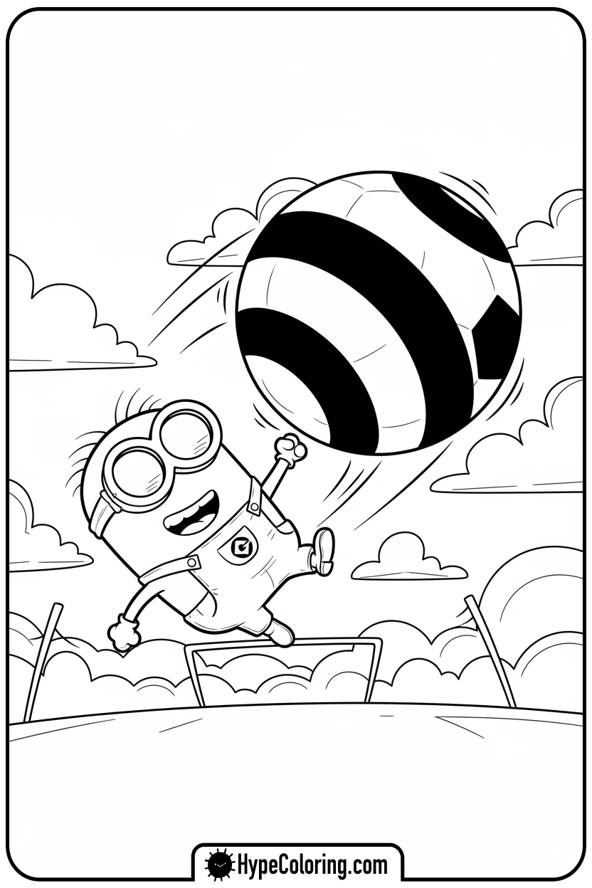 minion-kicking-soccer-ball - minion coloring pages
