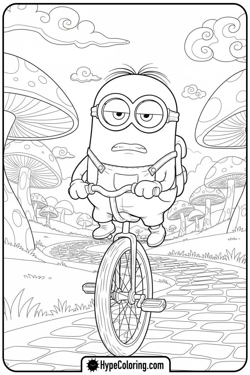 minion-riding-unicycle - minion coloring pages