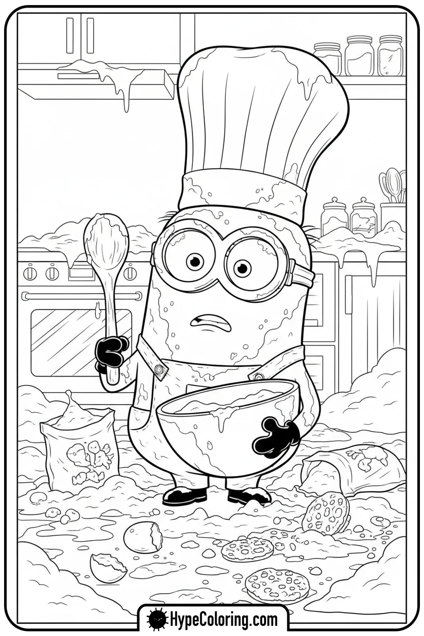 minion-baking-covered-in-flour - minion coloring pages