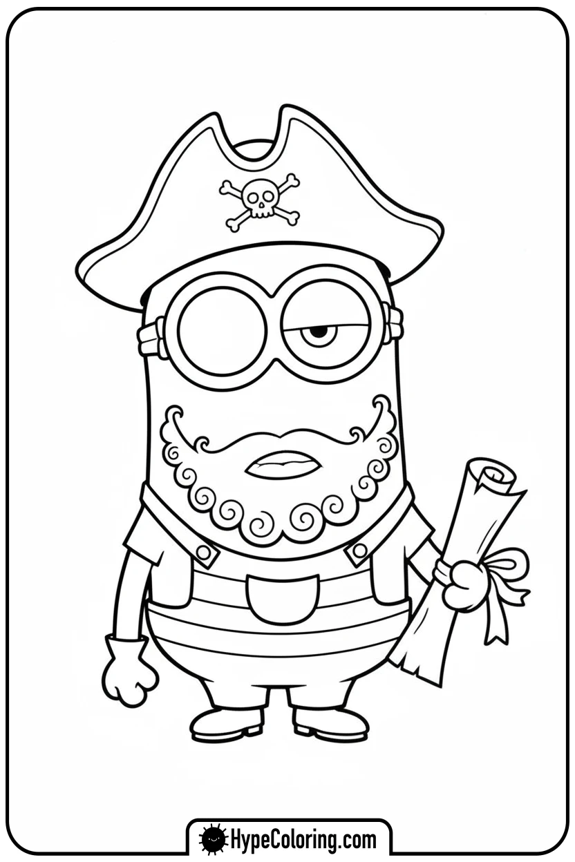 pirate-minion-with-map - minion coloring pages