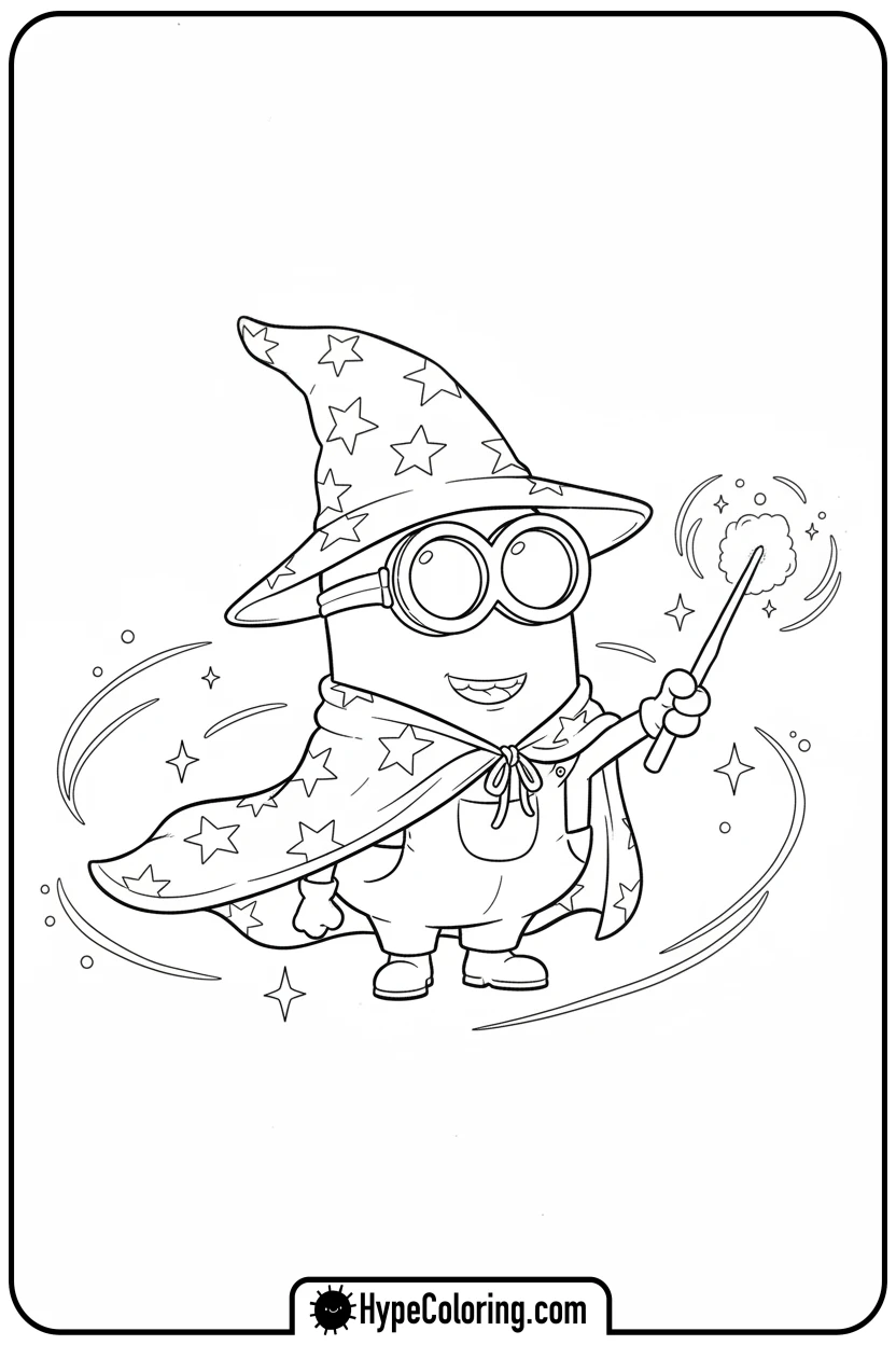 wizard-minion-casting-spell - minion coloring pages