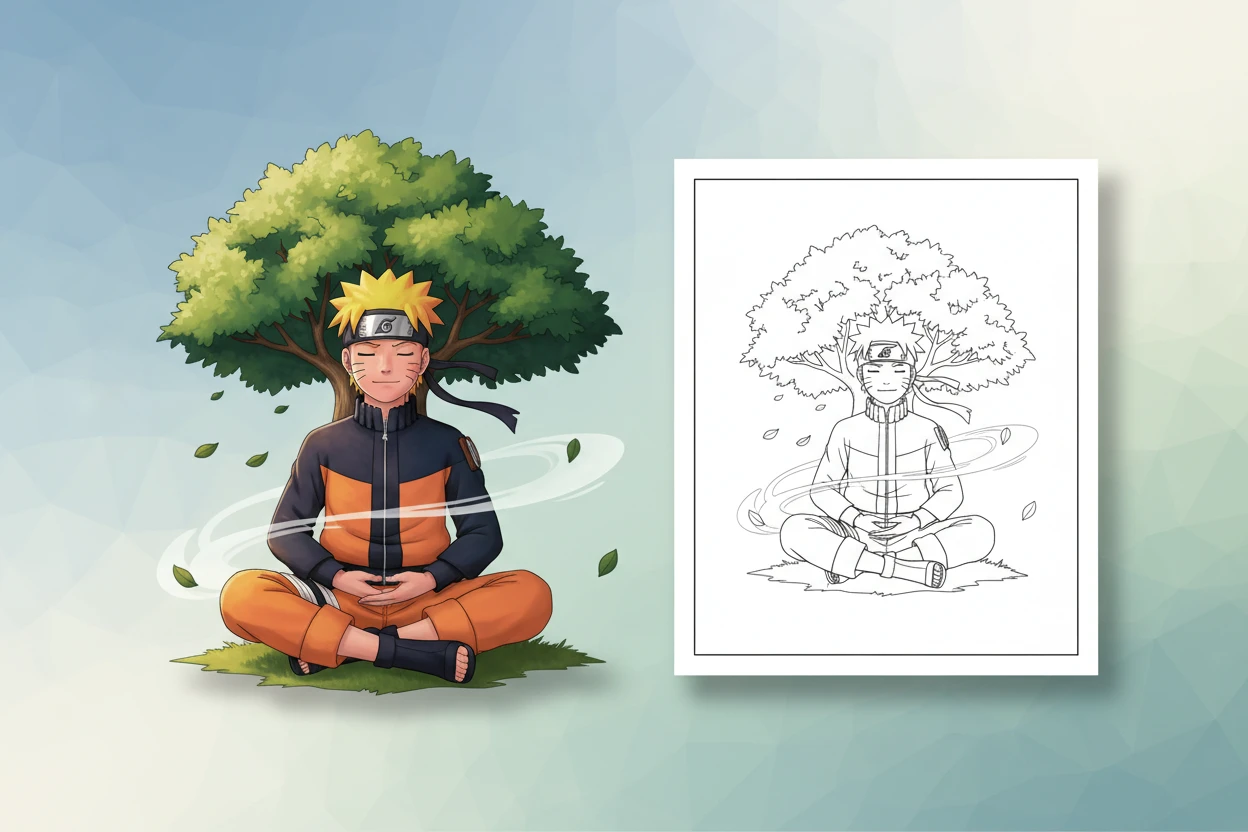 naruto-sitting-cross-legged-under-a - naruto coloring pages