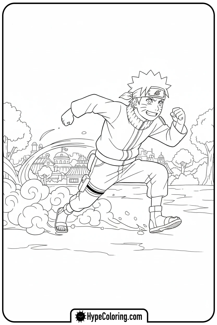 naruto-running-with-determination - naruto coloring pages