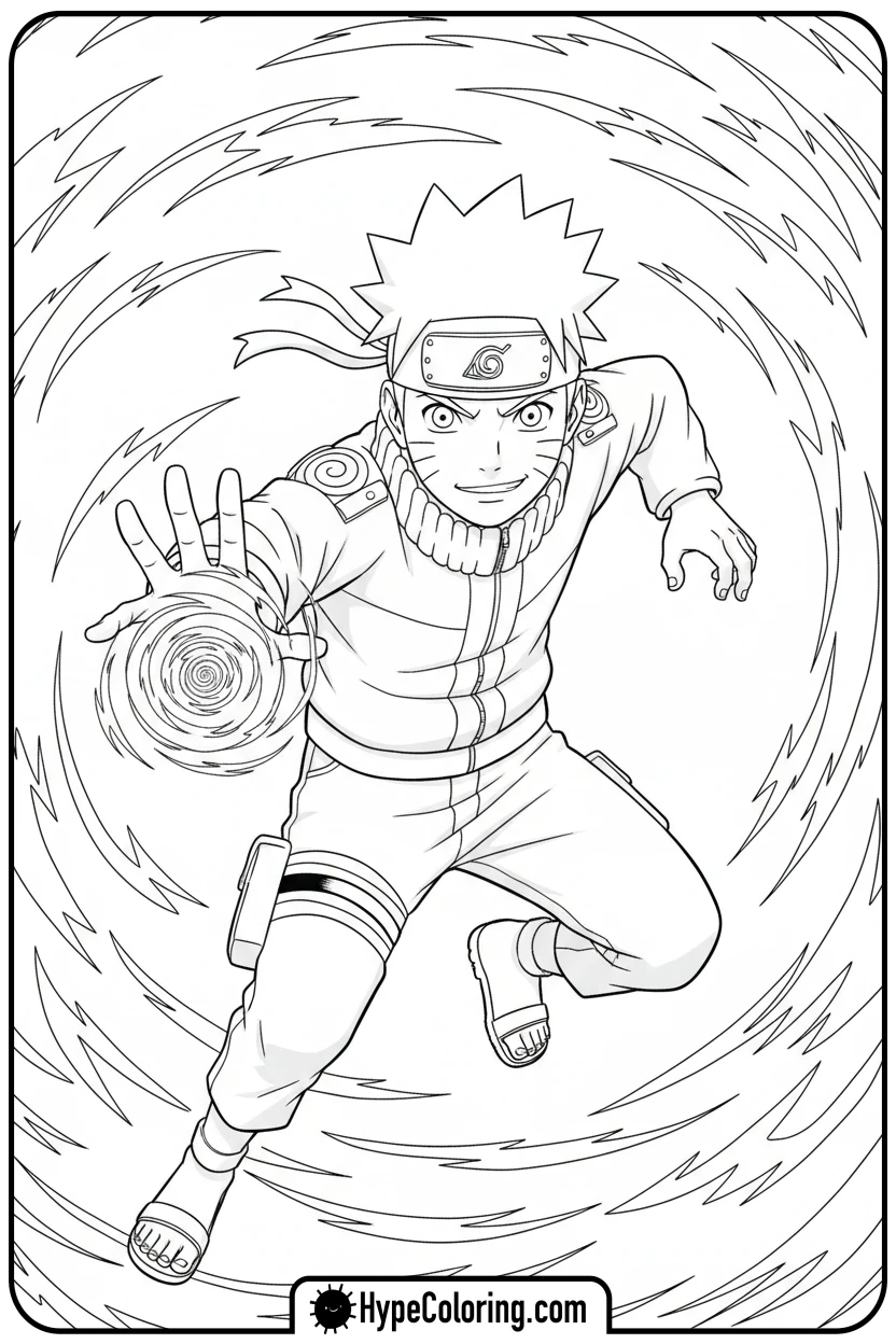 naruto-launching-a-rasengan - naruto coloring pages