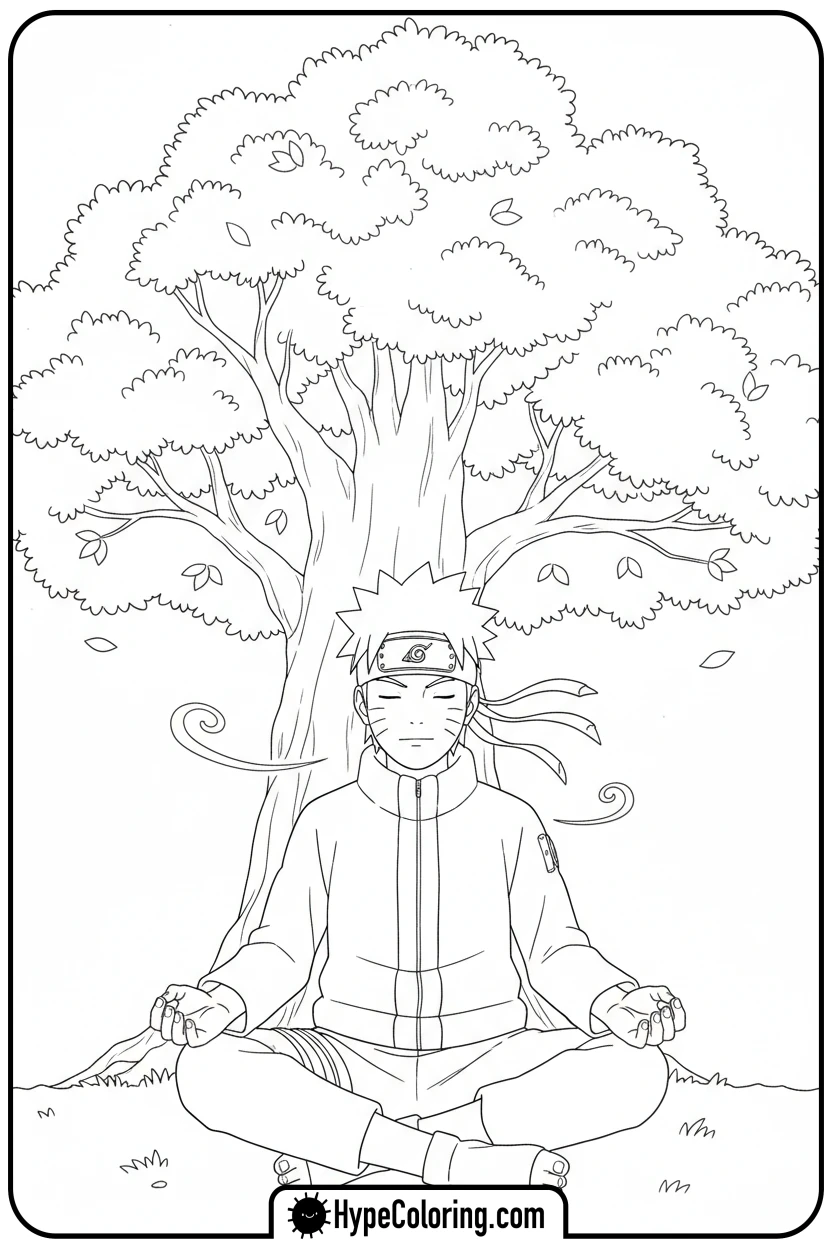 naruto-meditating-under-tree - naruto coloring pages
