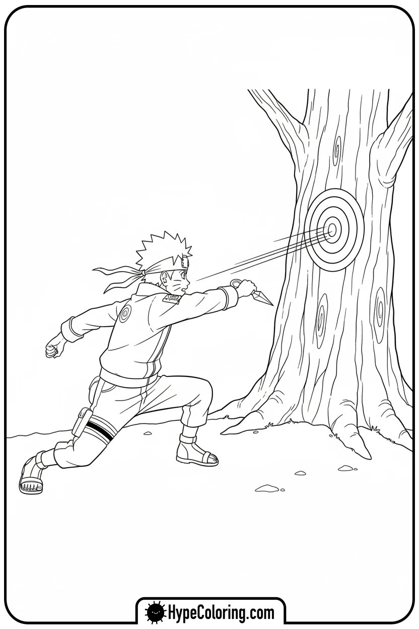 naruto-throwing-a-kunai - naruto coloring pages