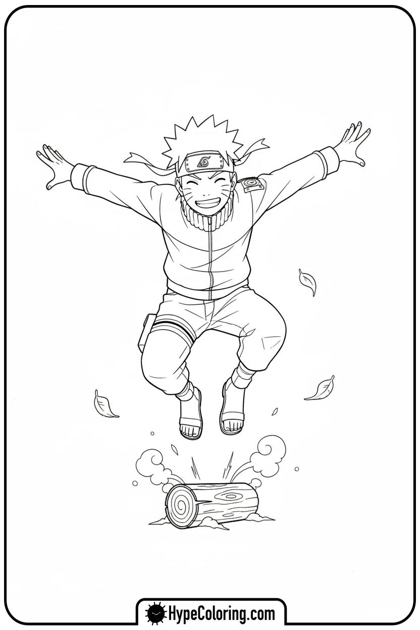 naruto-leaping-over-log - naruto coloring pages