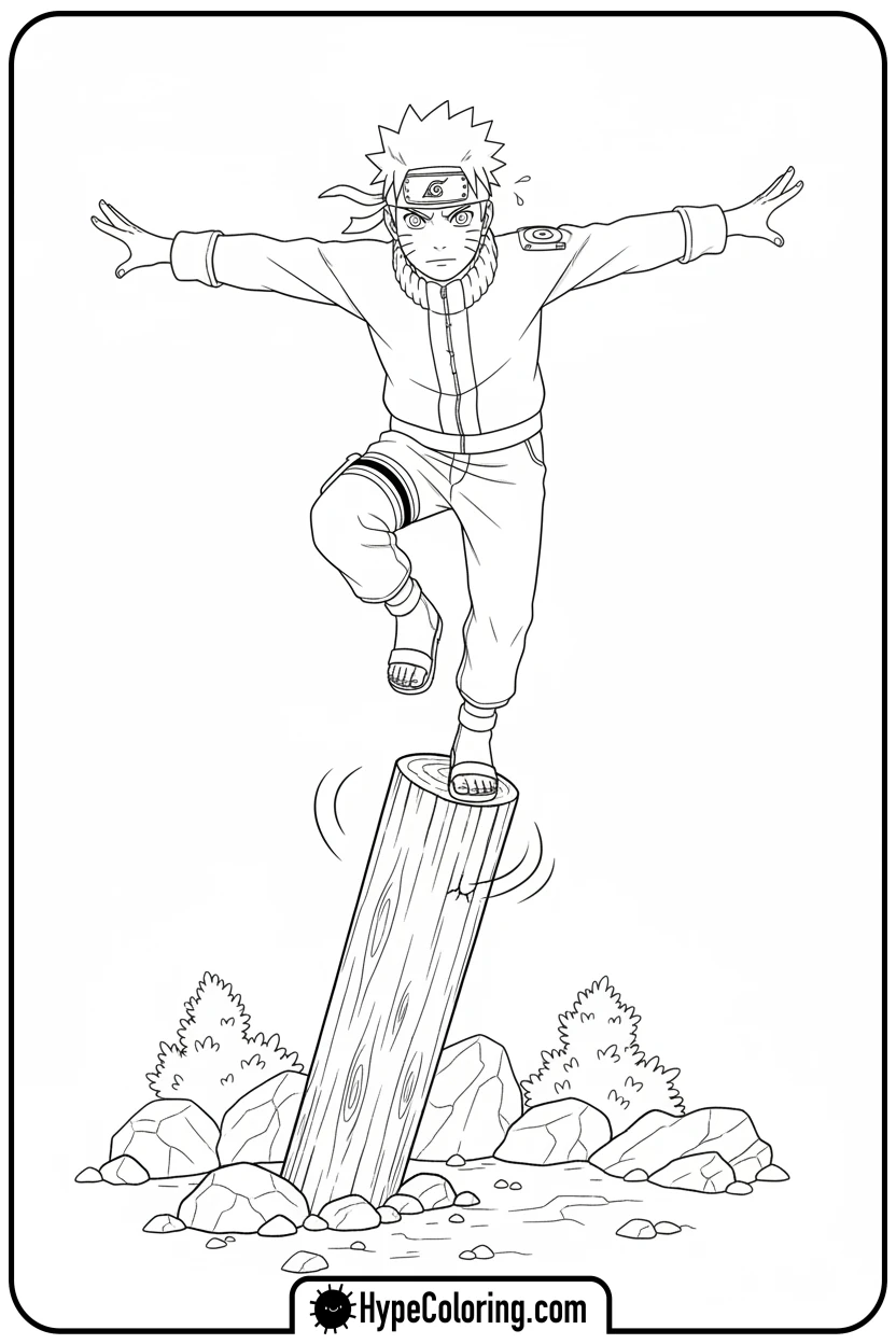 naruto-balancing-on-post - naruto coloring pages