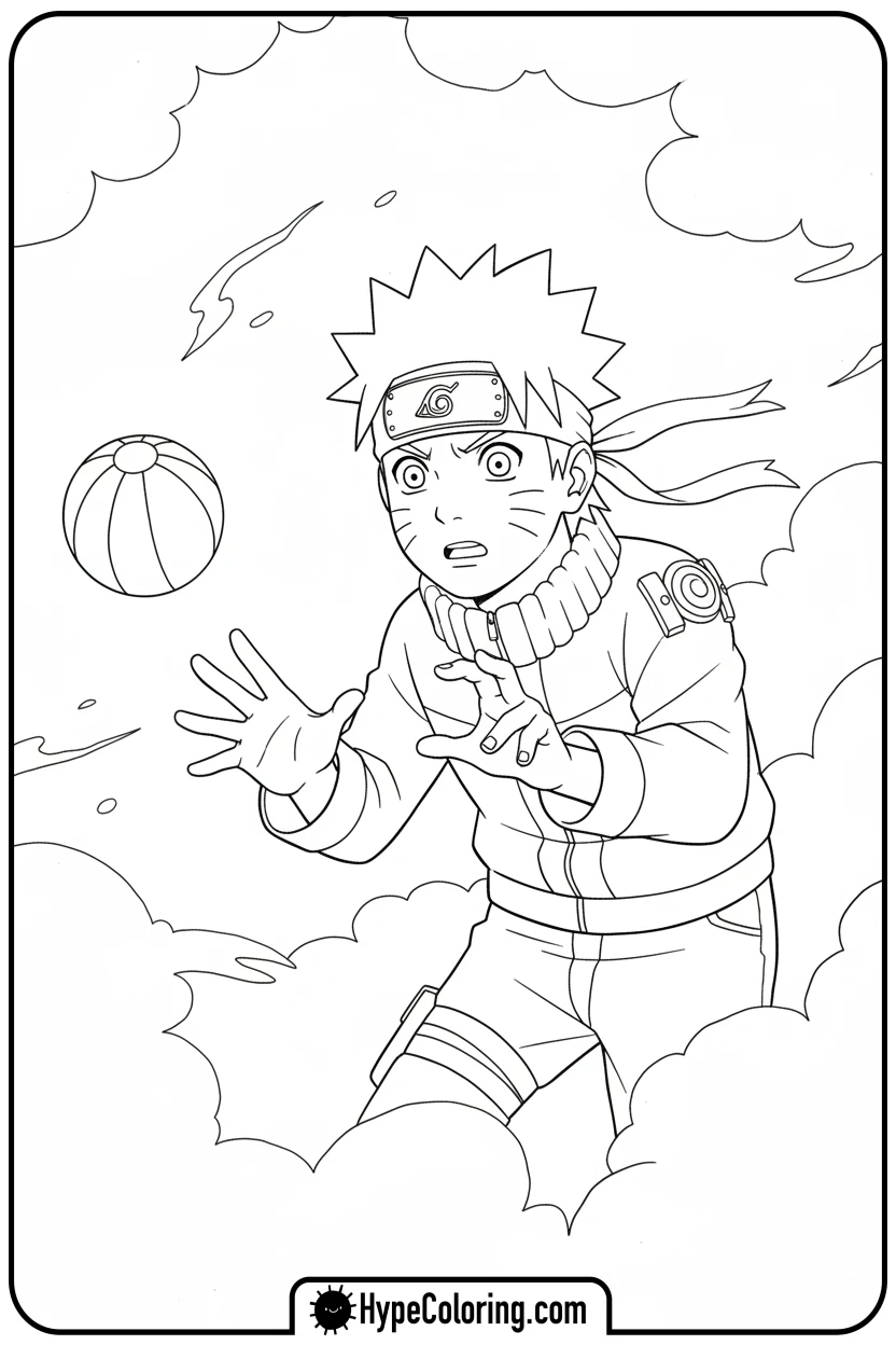 naruto-catching-a-ball - naruto coloring pages