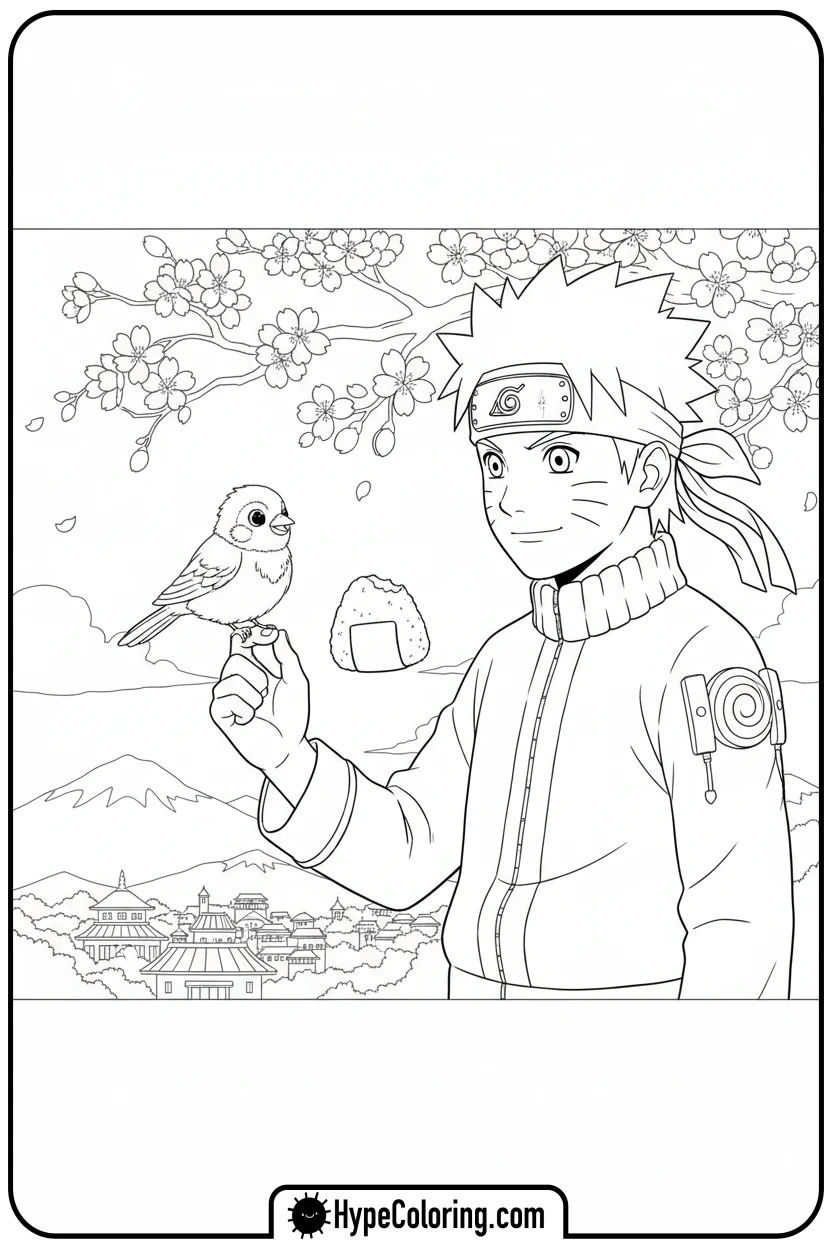 naruto-sharing-with-bird - naruto coloring pages