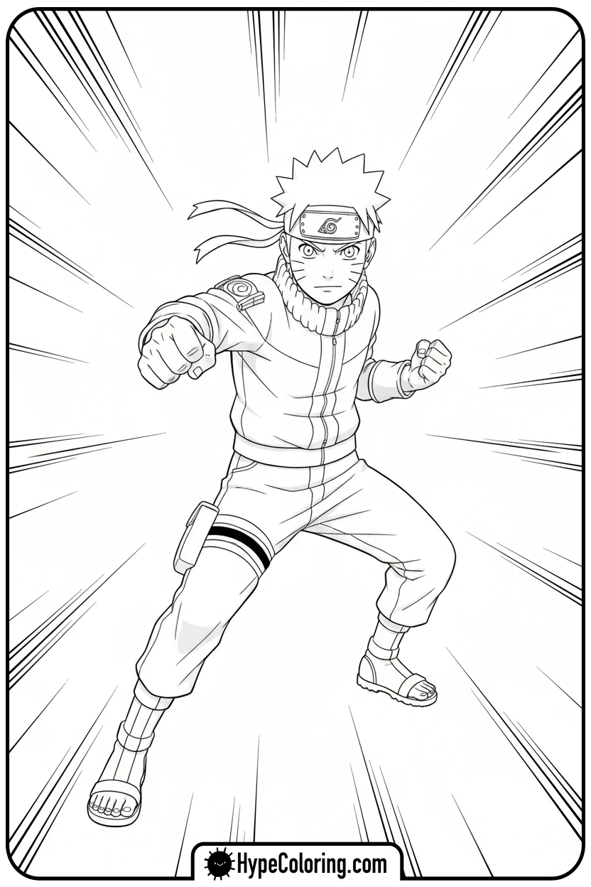 naruto-striking-heroic-pose - naruto coloring pages