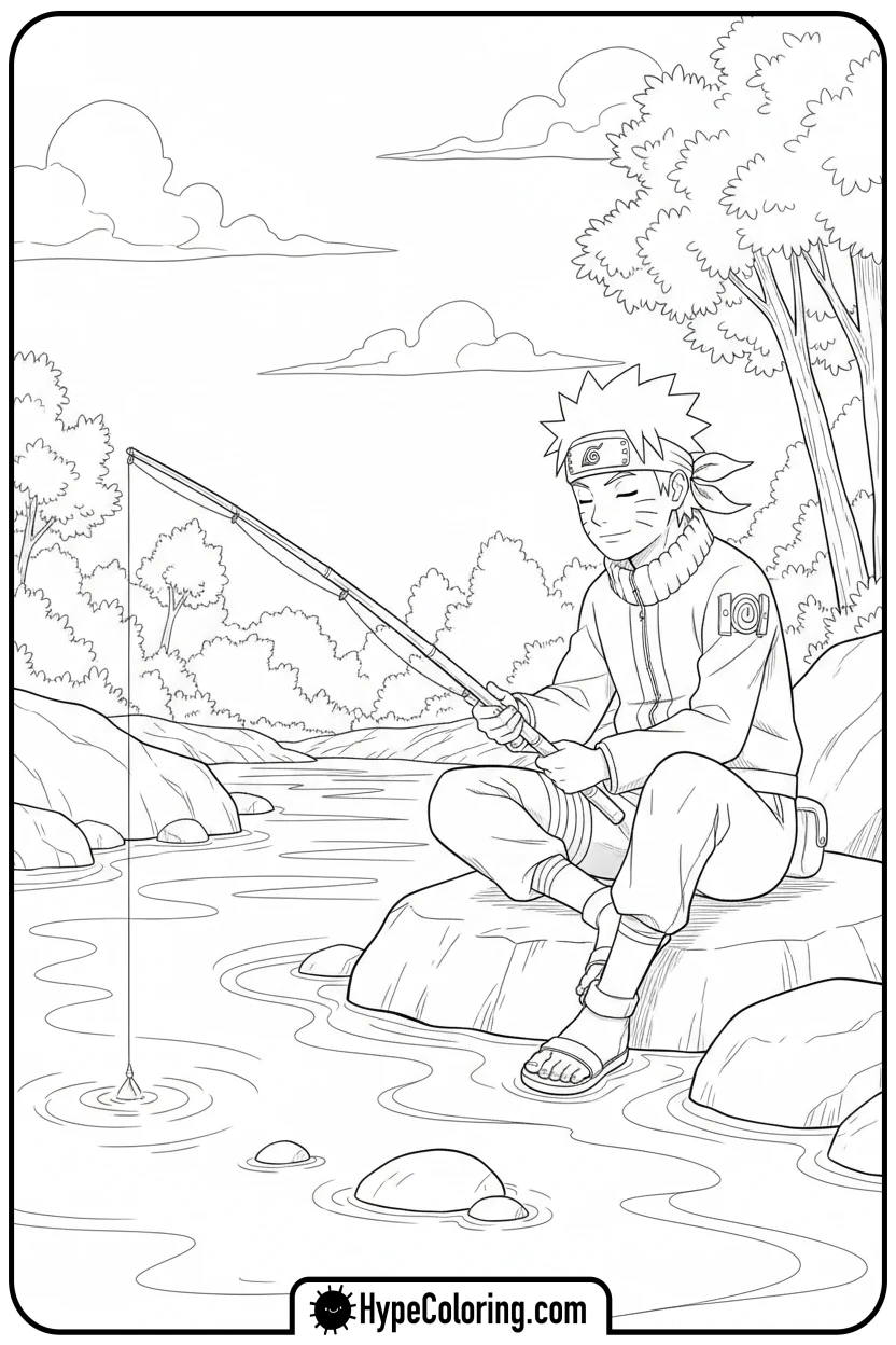 naruto-fishing-patiently - naruto coloring pages