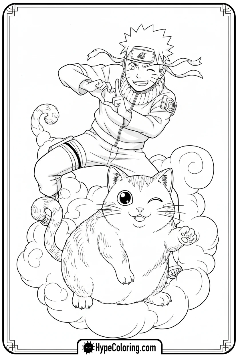 naruto-with-cute-cat-jutsu - naruto coloring pages