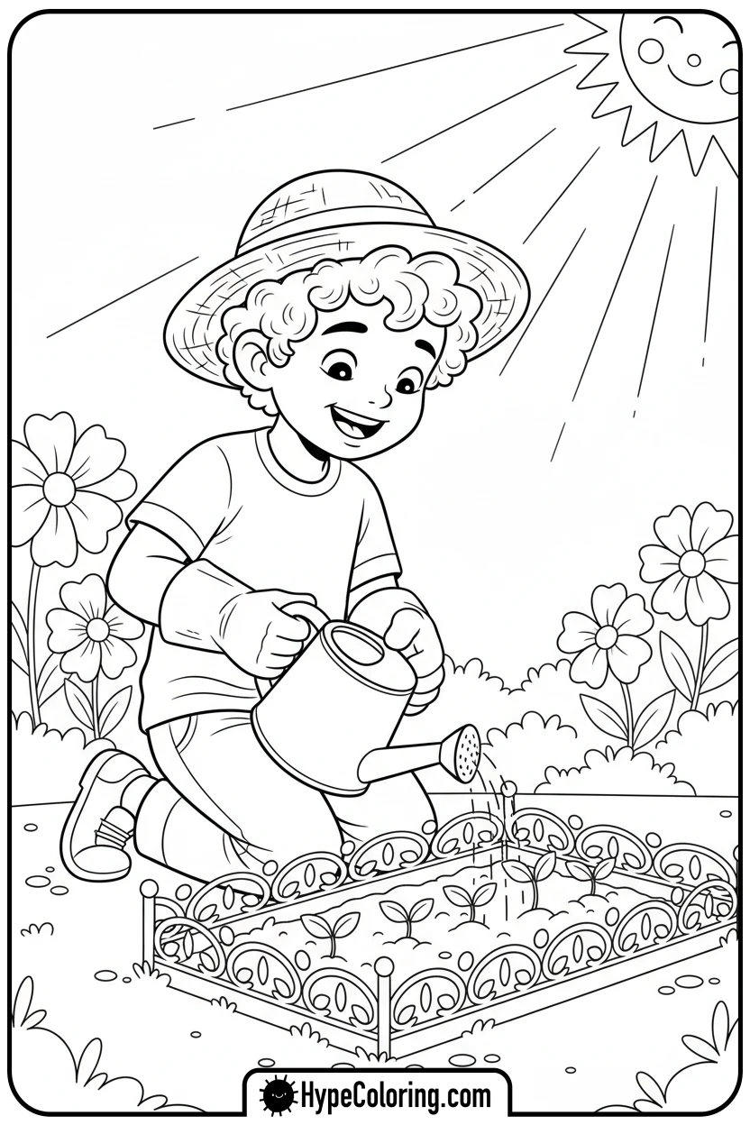 Click to download PDF saja-boy-gardening-plants - saja boys coloring pages