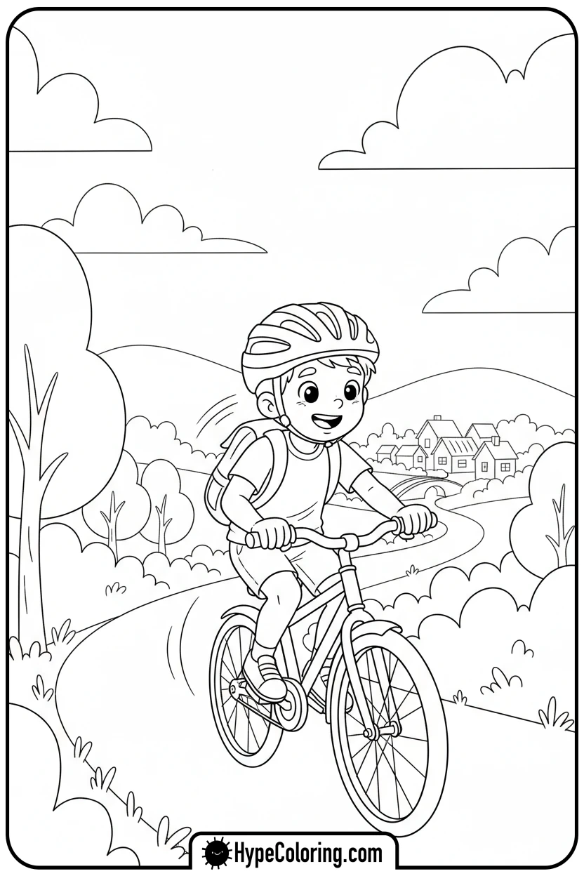 Click to download PDF saja-boy-riding-bike - saja boys coloring pages