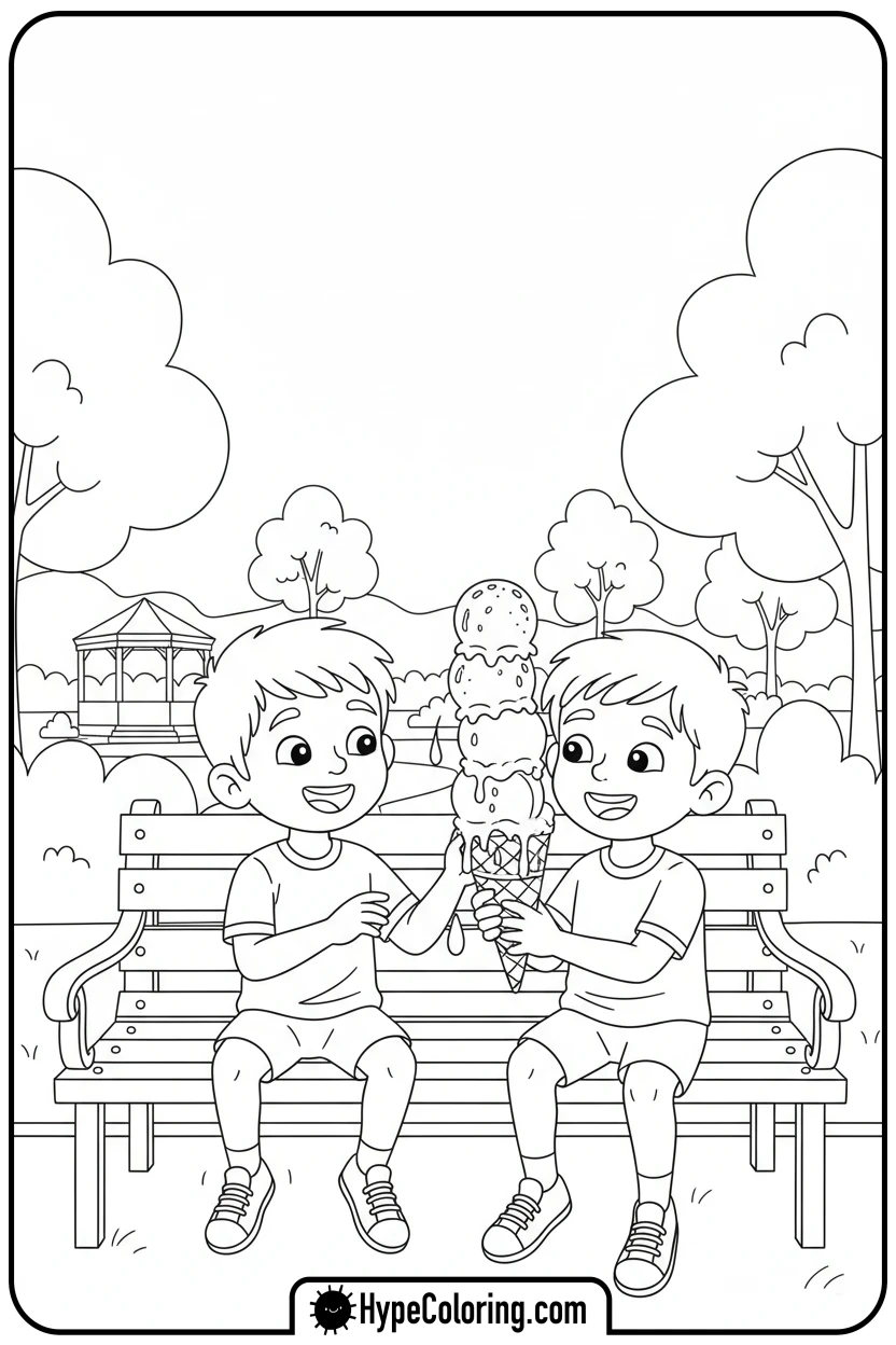 Click to download PDF saja-boys-sharing-ice-cream - saja boys coloring pages
