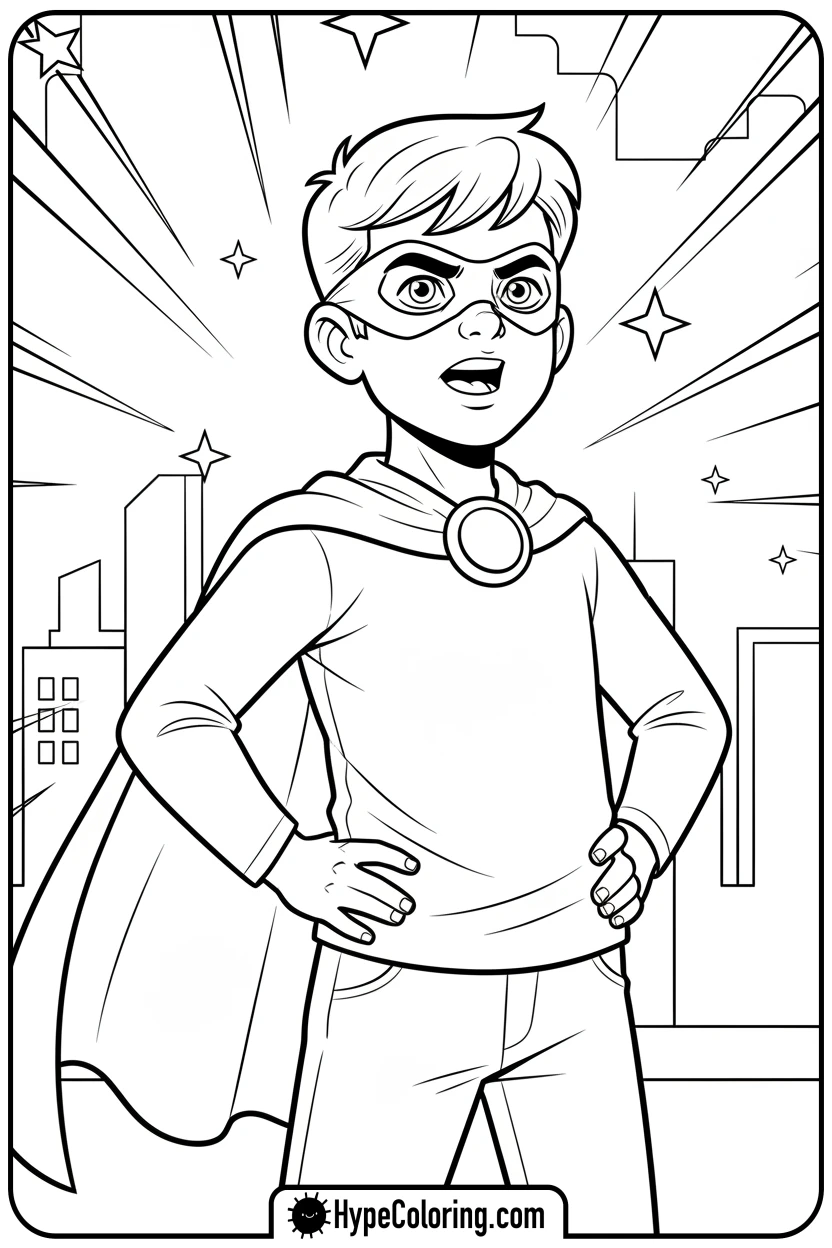 Click to download PDF saja-boy-superhero-pose - saja boys coloring pages
