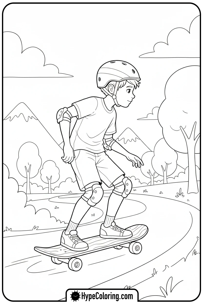 Click to download PDF saja-boy-skateboarding - saja boys coloring pages