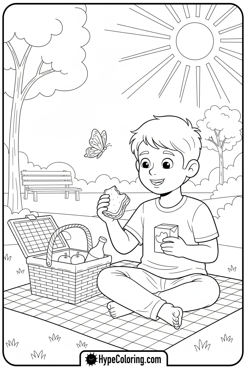 Click to download PDF saja-boy-having-picnic - saja boys coloring pages