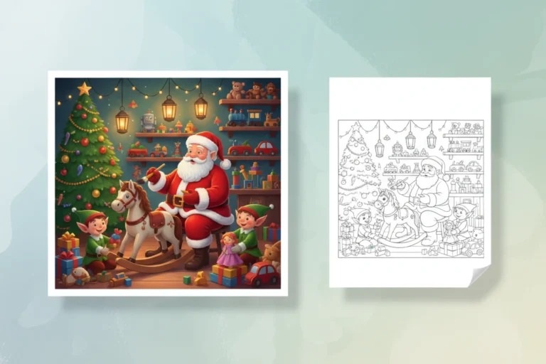 santa-claus-in-his-bustling - santa claus coloring pages