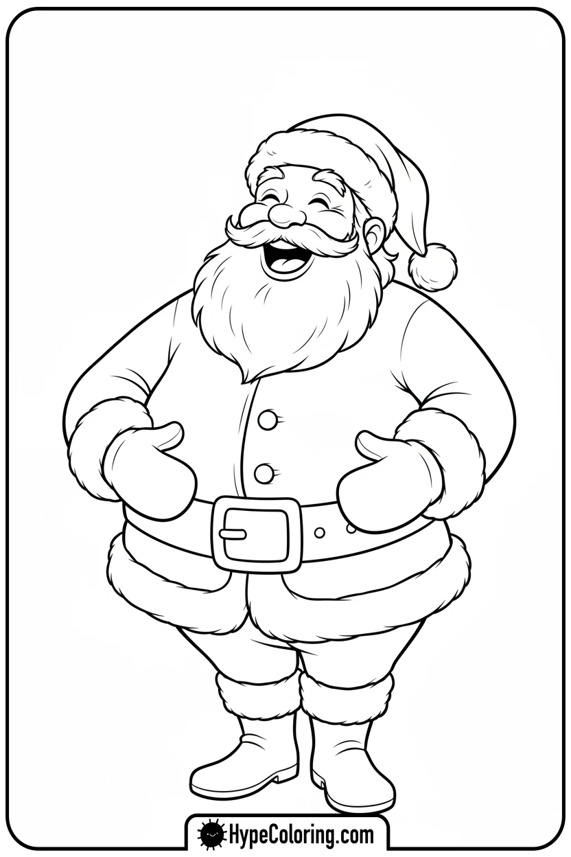 Click to download PDF santa-laughing-heartily - santa claus coloring pages