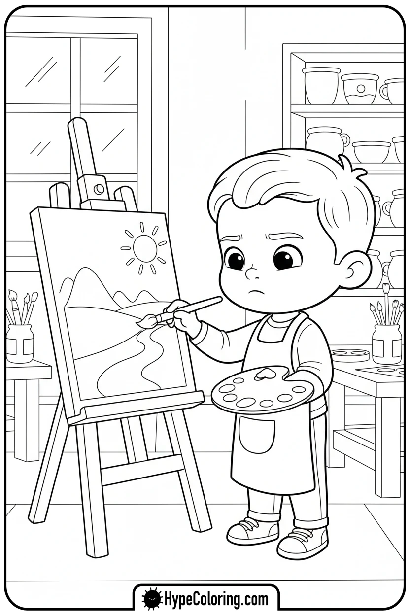 jj-painting-a-picture - cocomelon coloring pages
