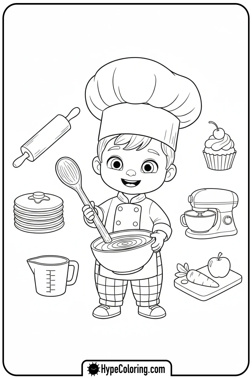 jj-as-chef-stirring - cocomelon coloring pages