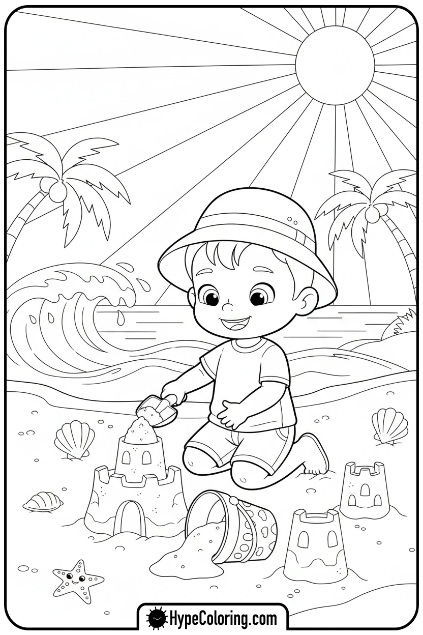jj-building-sandcastle - cocomelon coloring pages