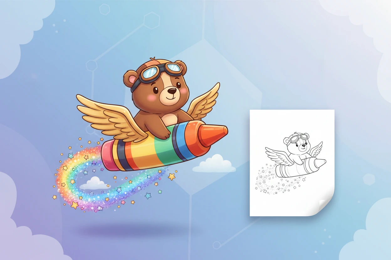 6-the-coloring-bear-soaring - coloring bear pages