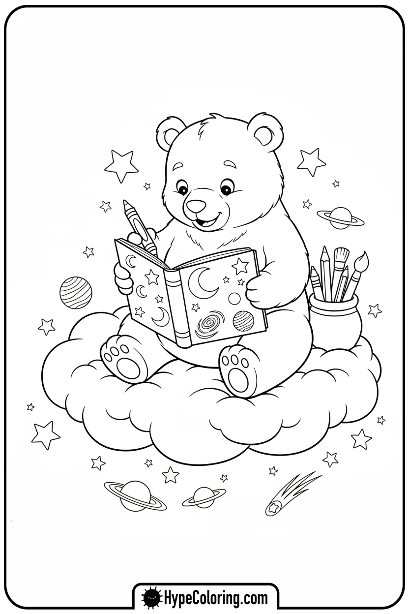 bear-coloring-in-space - coloring bear pages