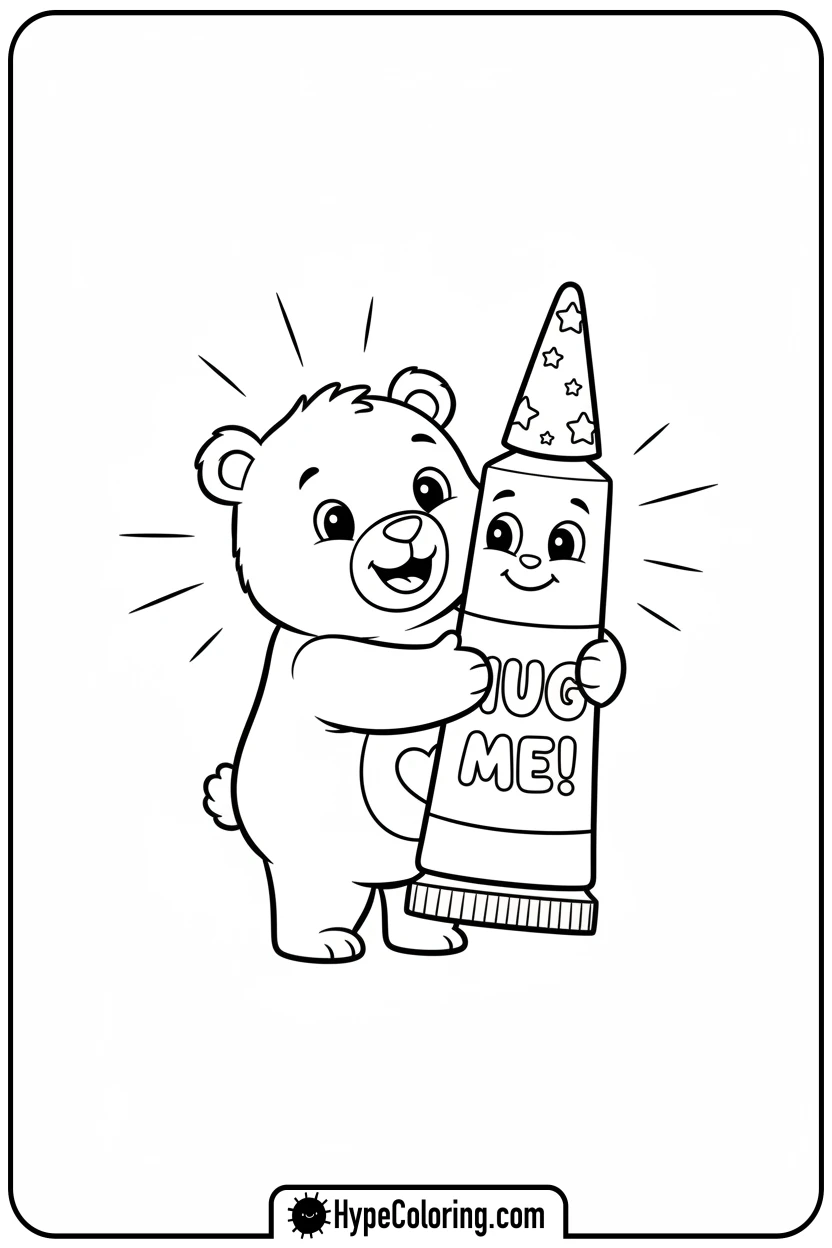 bear-hugging-glitter-glue - coloring bear pages