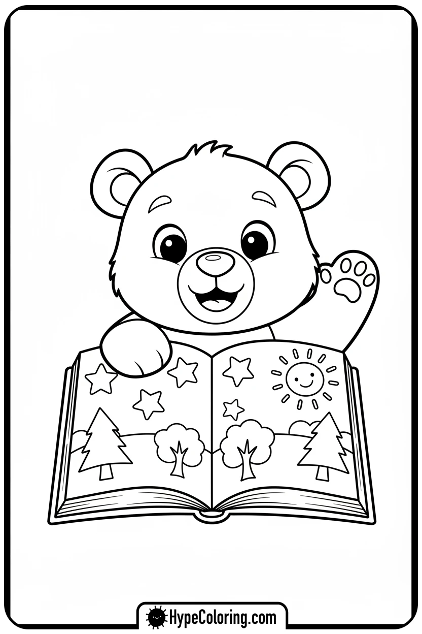 bear-peeking-from-coloring-book - coloring bear pages
