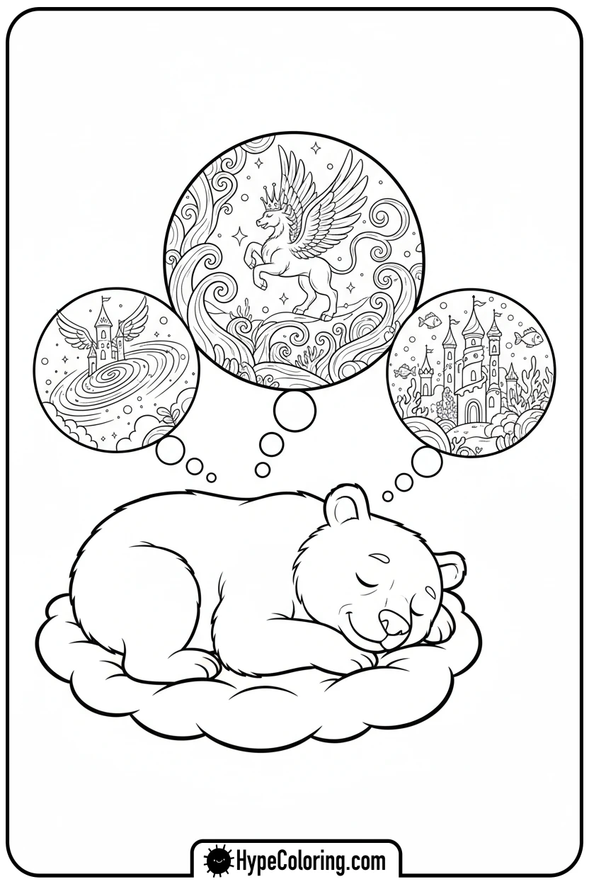 bear-dreaming-of-colors - coloring bear pages