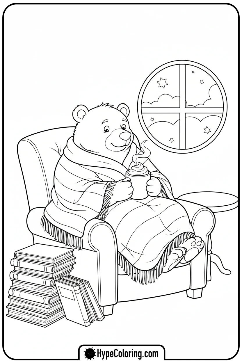cozy-bear-with-coloring-books - coloring bear pages