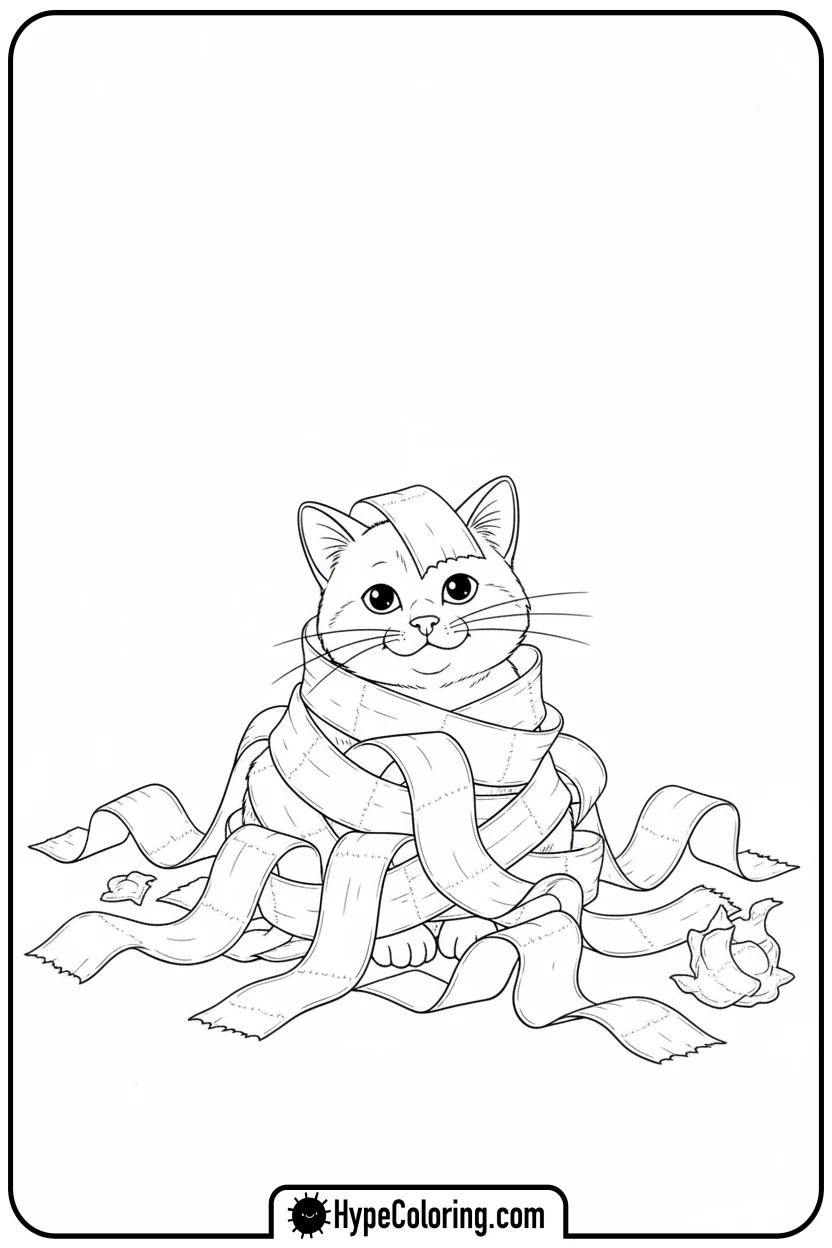 cat-tangled-in-toilet-paper - cute cat coloring pages