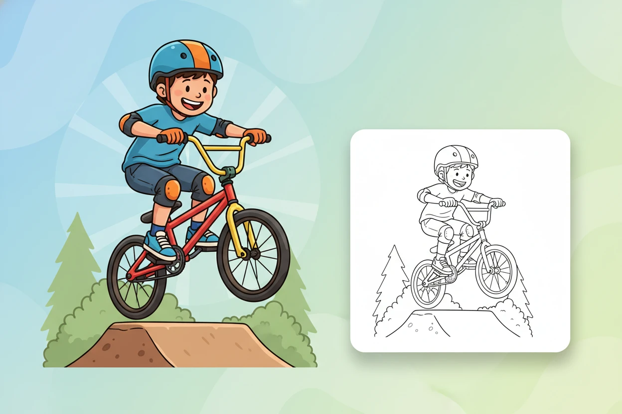 a-child-character-riding-a - sports coloring pages