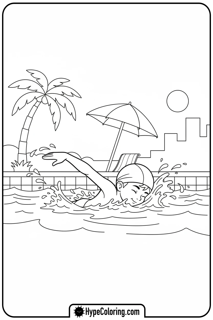 child-swimming-backstroke - sports coloring pages