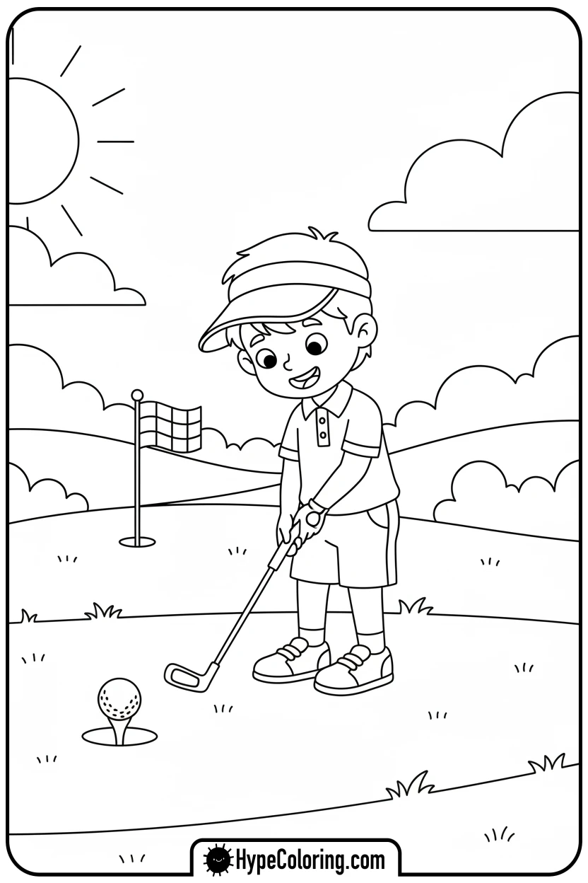 child-putting-golf-ball - sports coloring pages