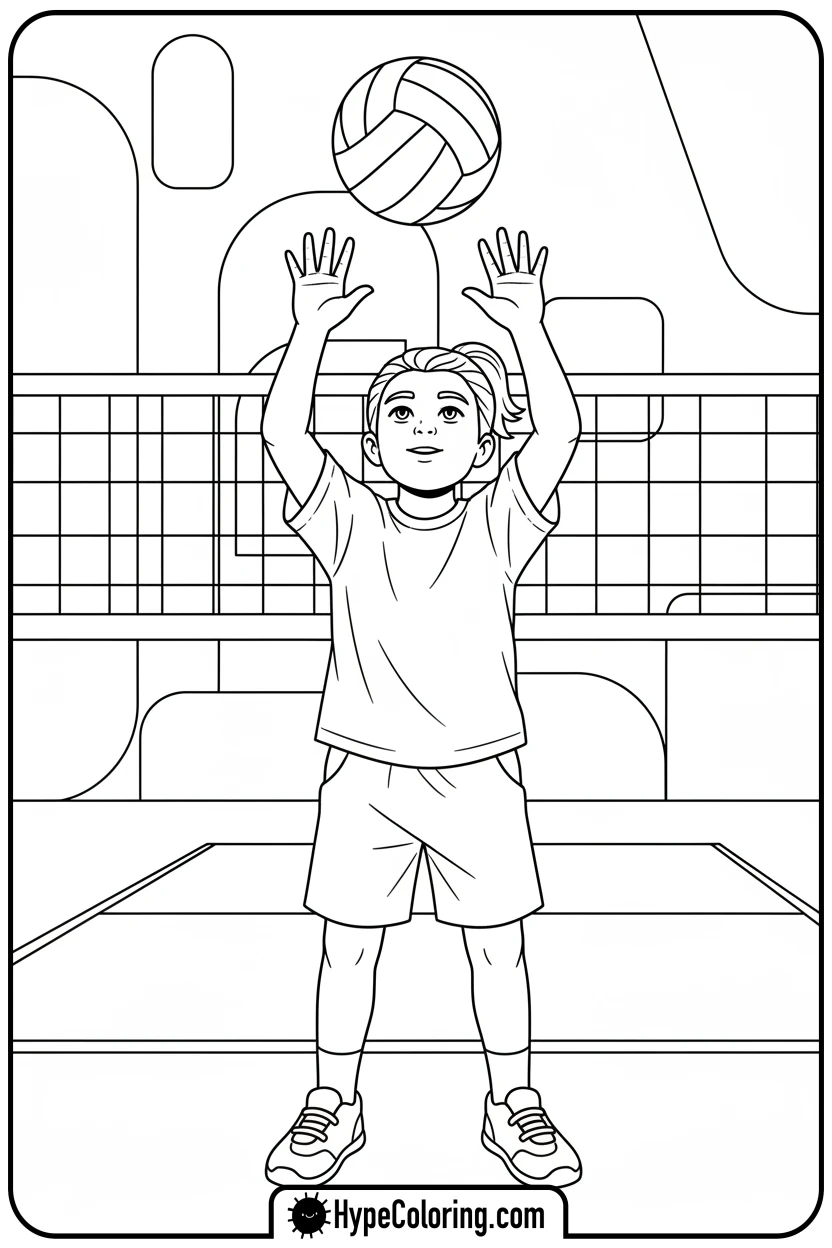 child-setting-volleyball - sports coloring pages