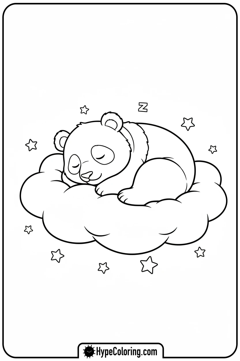 panda-sleeping-on-cloud - coloring page of a panda bear