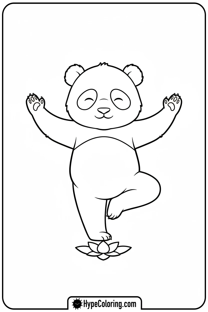 panda-doing-yoga-pose - coloring page of a panda bear