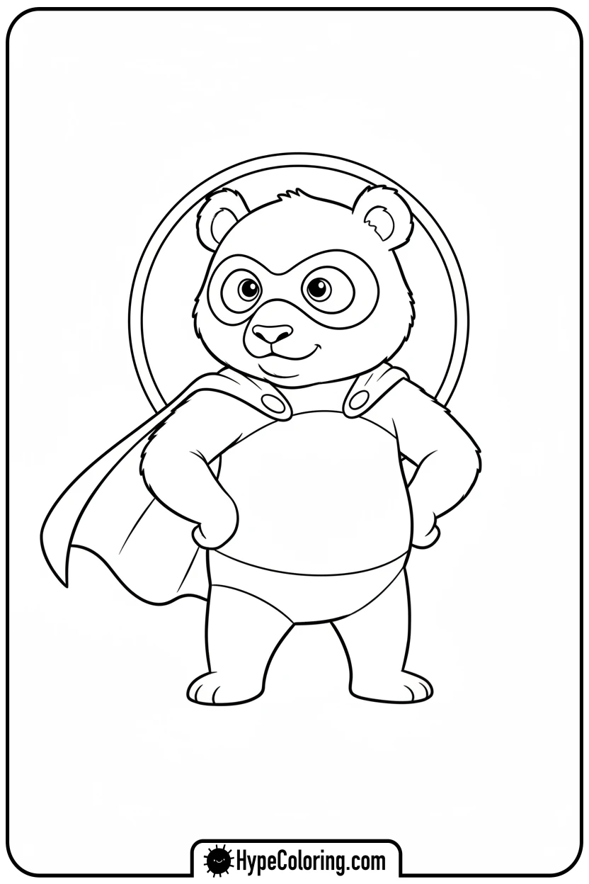 superhero-panda - coloring page of a panda bear