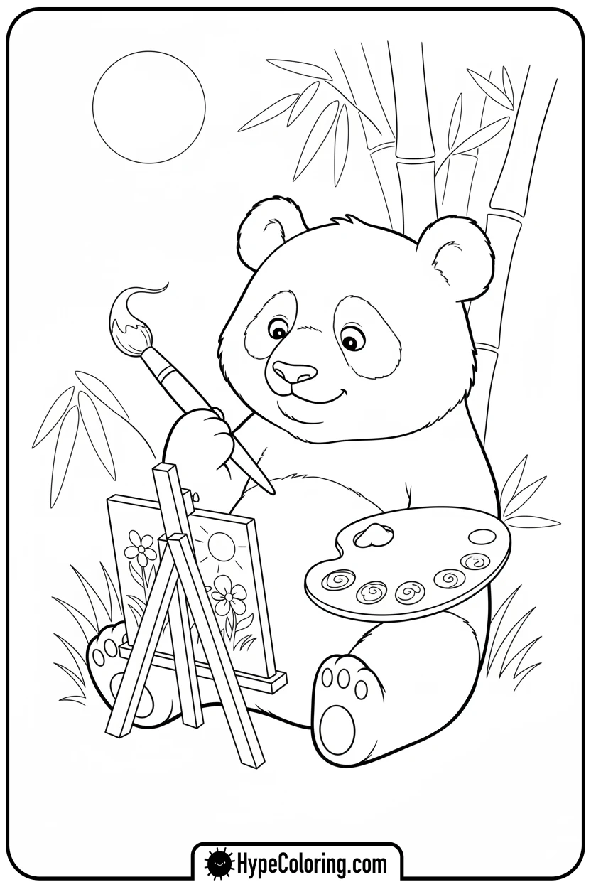 panda-painting - coloring page of a panda bear