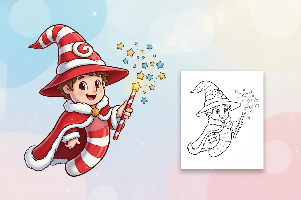 a-candy-cane-wizard-wearing - candy cane coloring pages