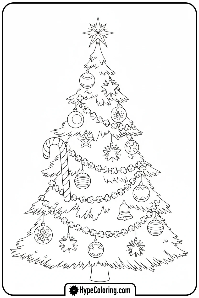 candy-cane-decorating-christmas-tree - candy cane coloring pages