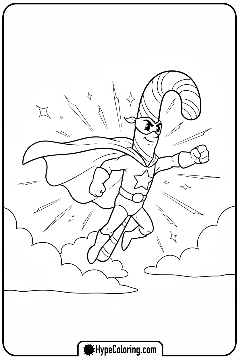 candy-cane-superhero-flying - candy cane coloring pages